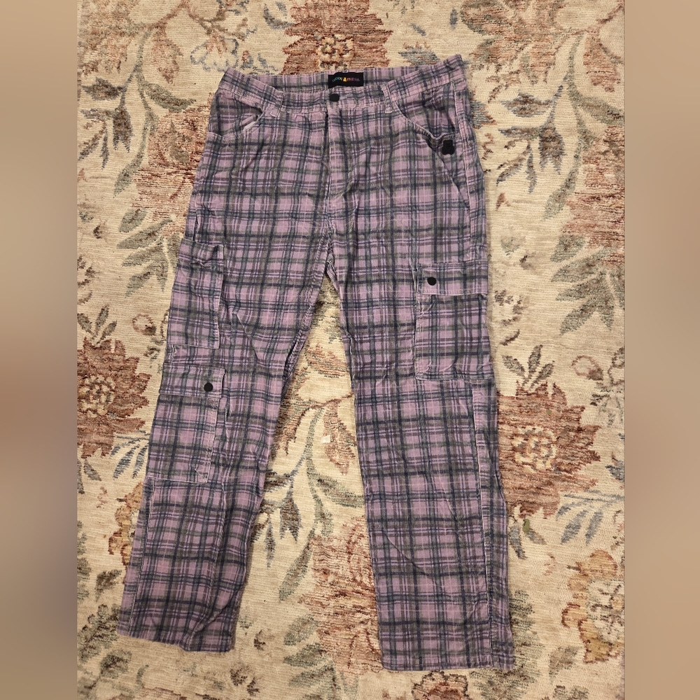 Teddy Fresh Plaid Purple And Green Corduroy Pants